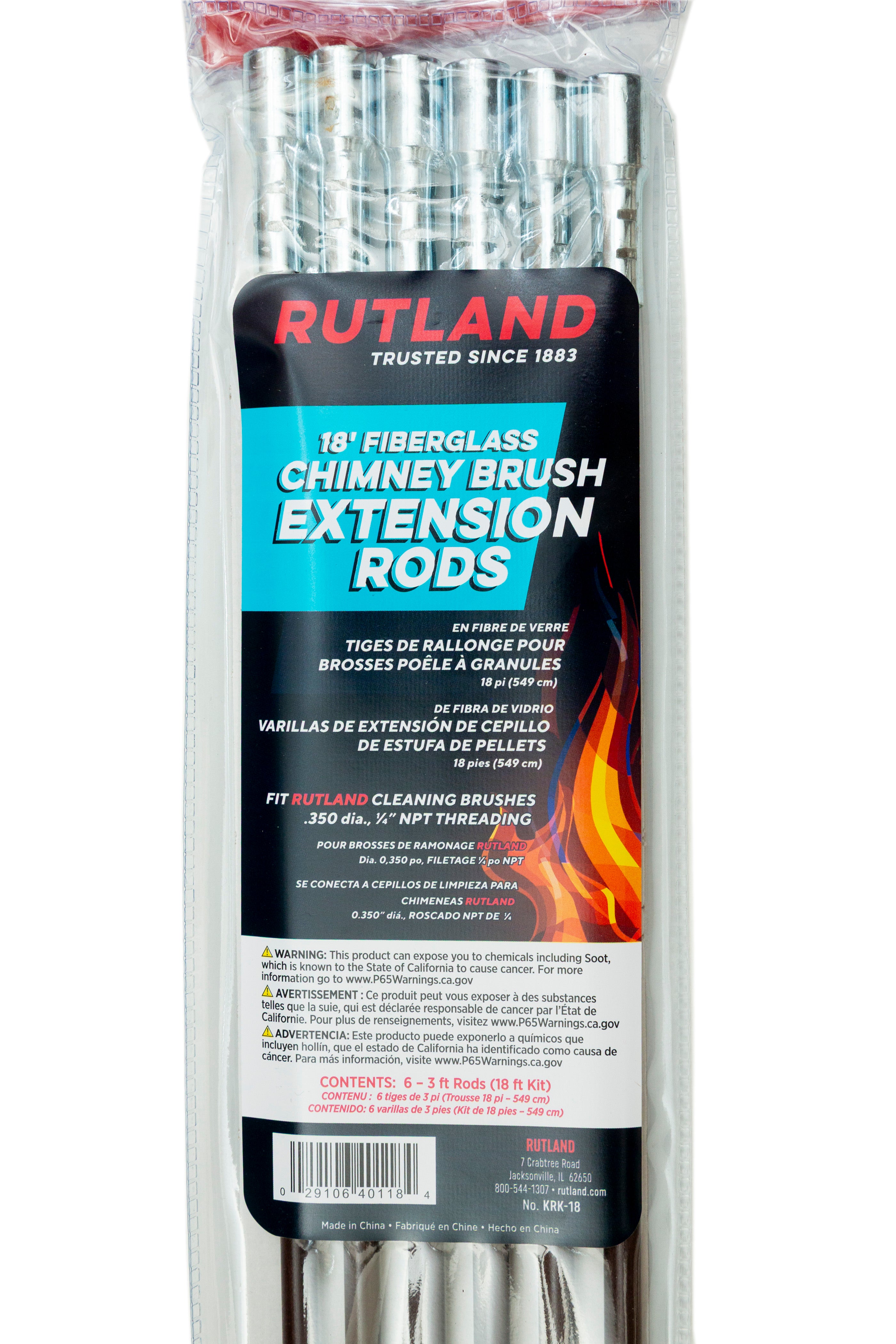 Fiberglass Chimney Brush Extension Rod Kit | Rutland