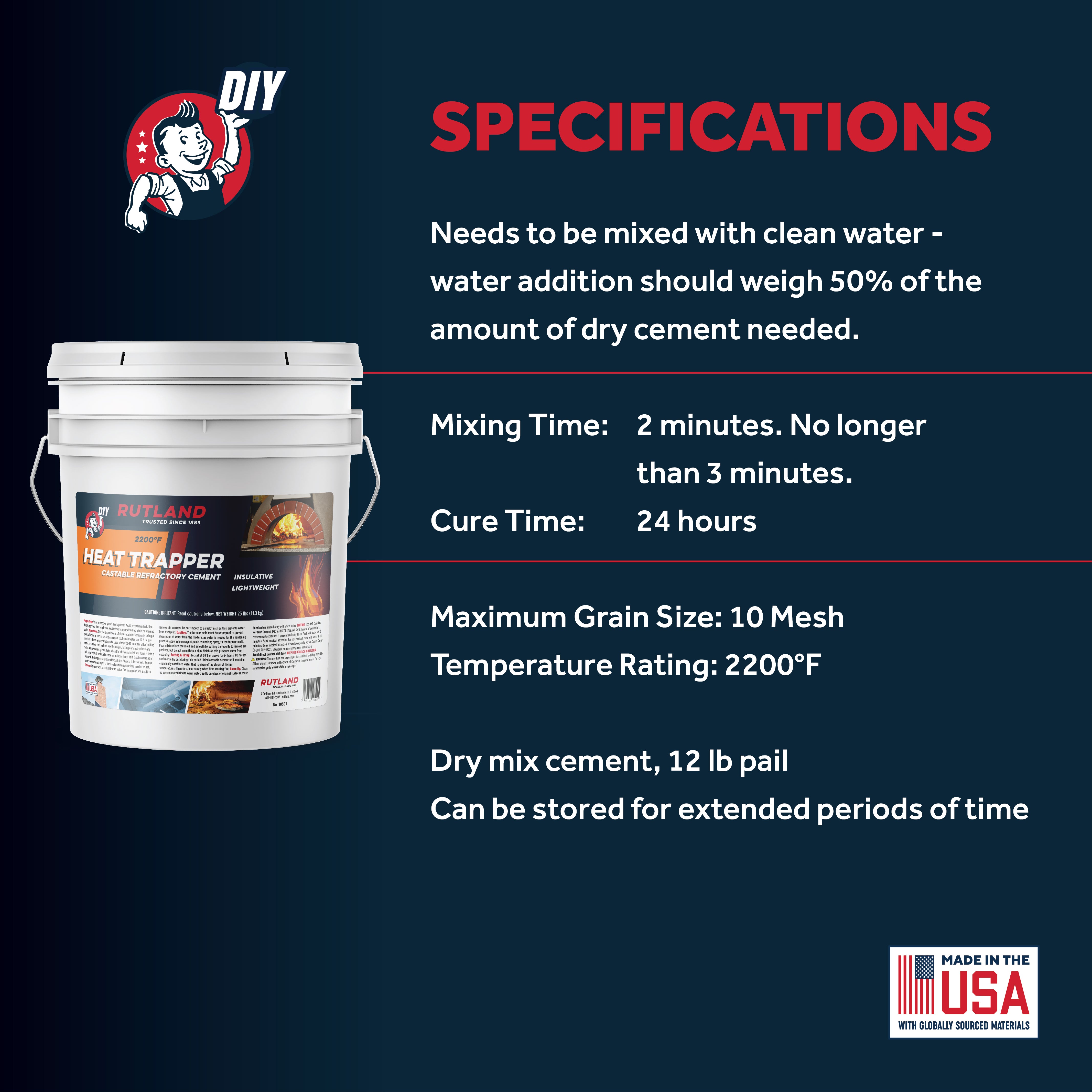 Heat Trapper Lightweight Insulative Castable Cement | RUTLAND